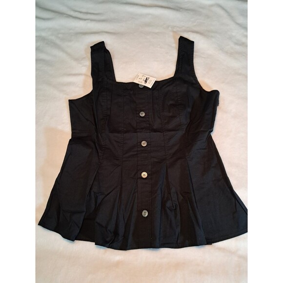 J.Crew Sleeveless Button-up Peplum Top Black Squareneck CK740n Size 8 NWT - Picture 3 of 9